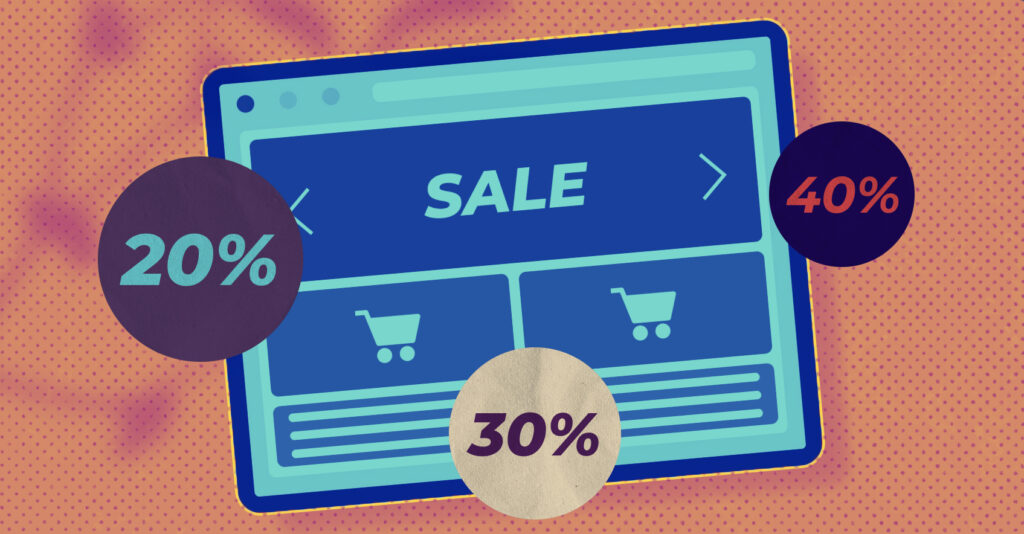 Ilustrasi strategi diskon flash sale untuk meningkatkan penjualan online dengan persentase potongan harga